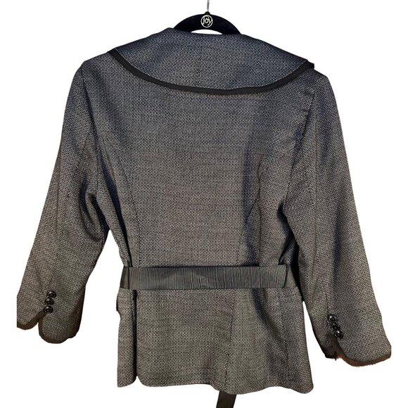 Maurices Womens Lg Ruffled Shawl Collar Belted Blazer Fairy Whimsy Sophisticated - Picture 2 of 7